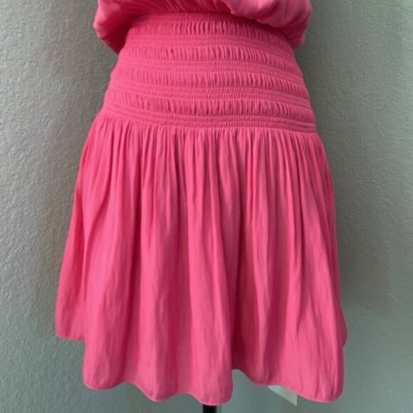 RAMY BROOK Hot Pink Leah One Shoulder Smocked Mini Dress XS - Picture 9 of 12
